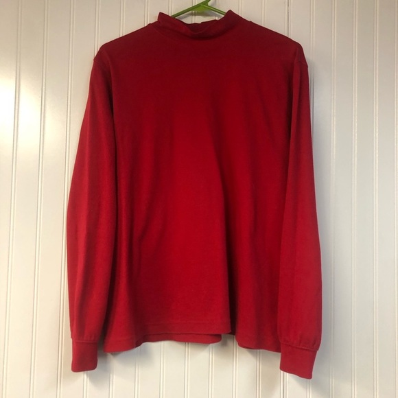 Lands End Long Sleeve Mock Neck Shirt Large 100% Cotton Layering Stretch - Picture 1 of 4